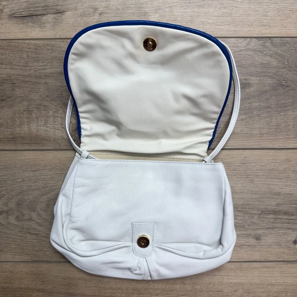 Giani Bernini Vintage Leather Crossbody Bag Multicolor 3D Twee Color Block White - Picture 3 of 9